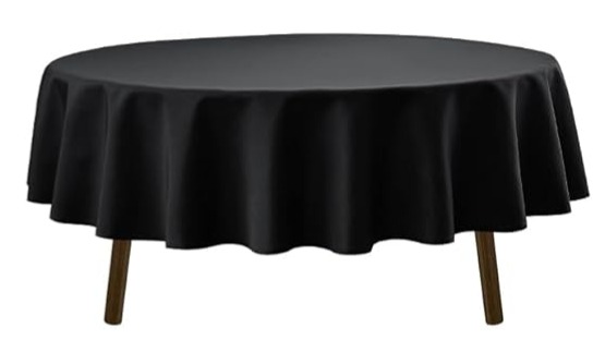 Linen, black, round, 90