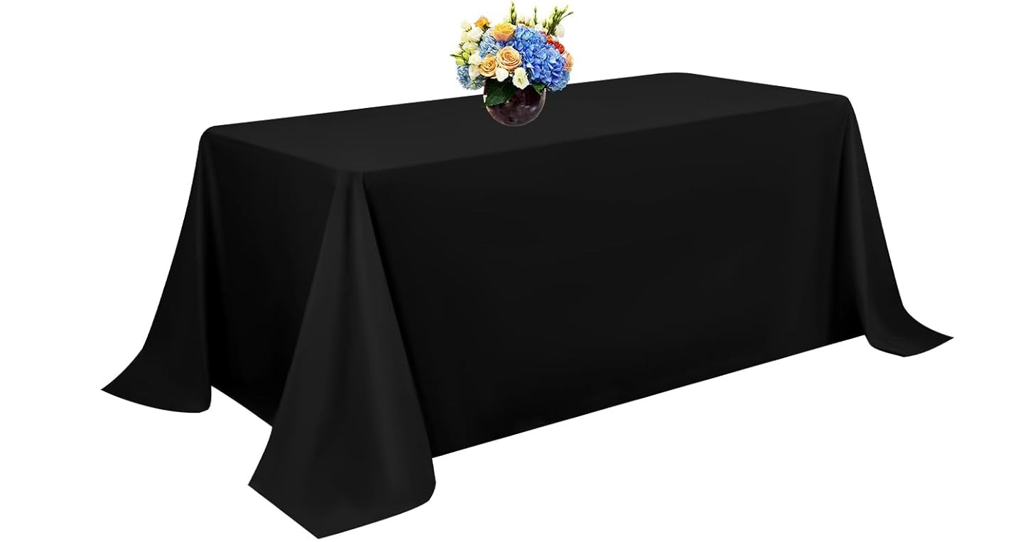 Linen, black, rectangle, 90